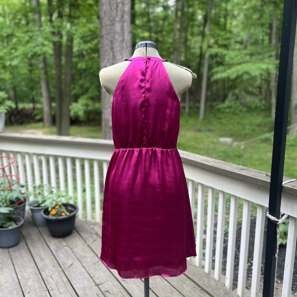 Apt. 9 Fuchsia Ruffle Halter Dress - Size 10 - Picture 3 of 8